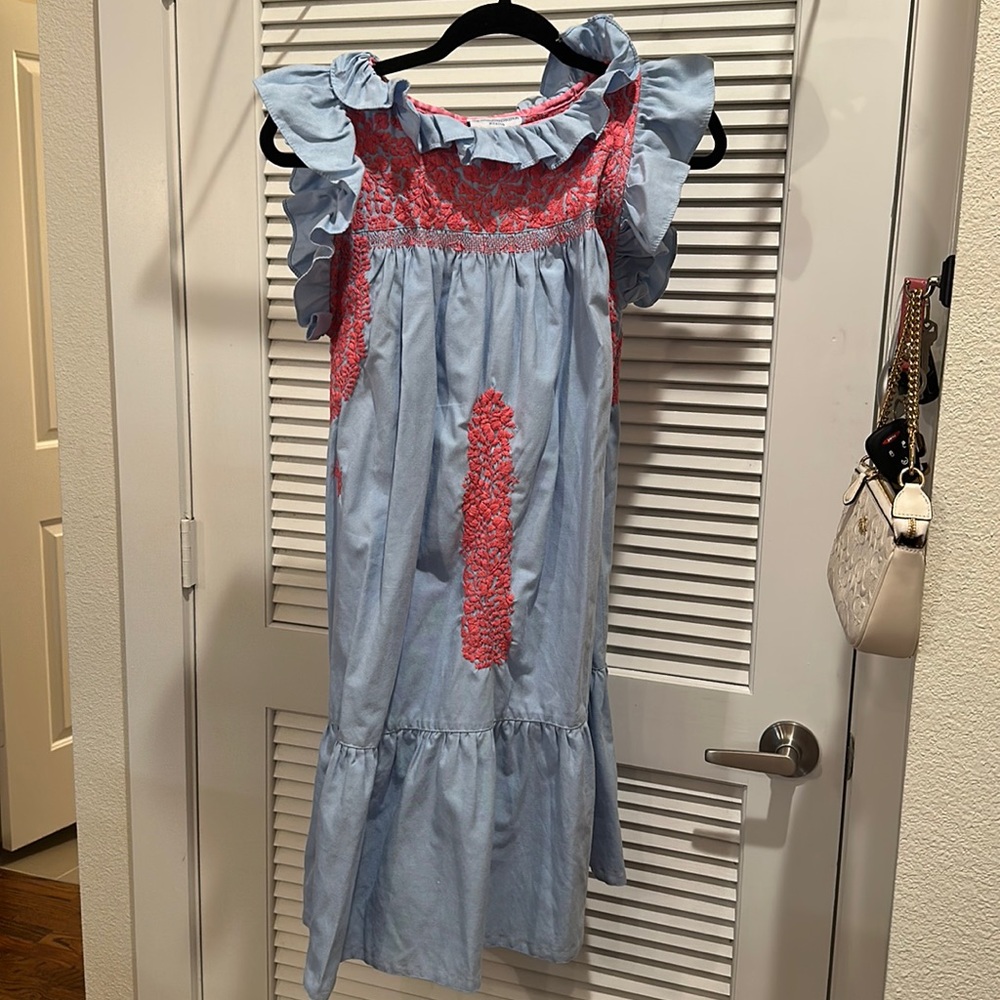 Ruffle Embroidered Dress